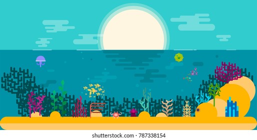 Sea background wallpaper vector illustration