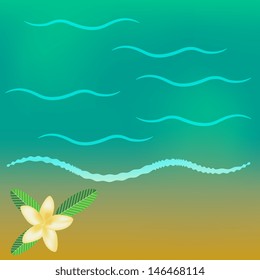 Sea background with white flowers