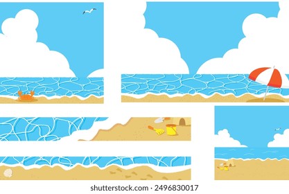 Sea banner background illustration material set