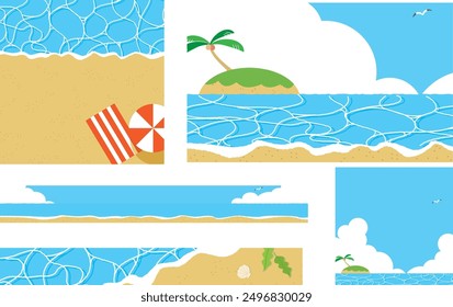 Sea banner background illustration material set