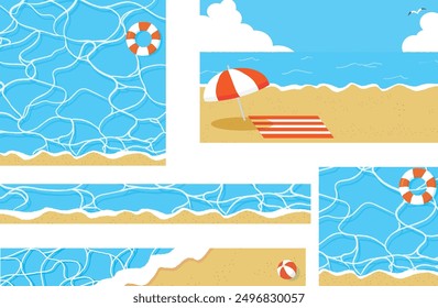 Sea banner background illustration material set