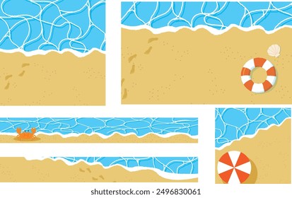 Sea banner background illustration material set
