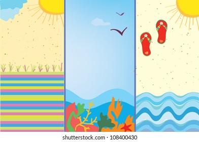 Sea banners cartoons in vertical format