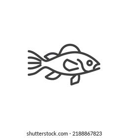 Sea Bass Fish Line Icon. Linear Style Sign For Mobile Concept And Web Design. Fish Outline Vector Icon. Symbol, Logo Illustration. Vector Graphics