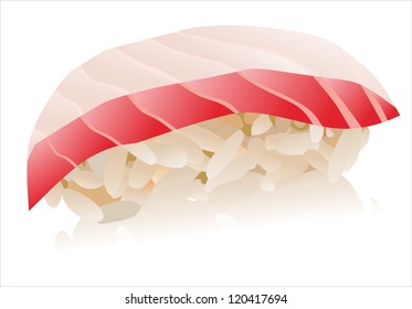 Sea bass sushi isolated in white background