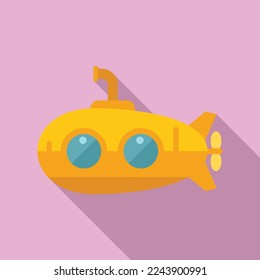 Sea bathyscaphe icon flat vector. Submarine ship. Marine deep