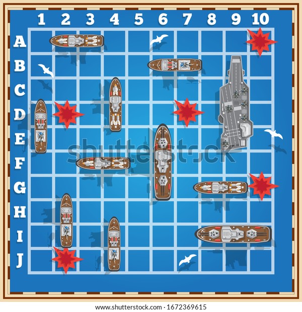 Sea battle.\
Board game. Vector\
illustration.