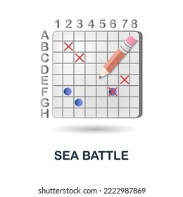 Sea Battle icon. 3d illustration from table games collection. Creative Sea Battle 3d icon for web design, templates, infographics and more