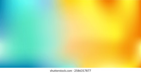 Sea beach abstract background. Summer holiday defocused template. Blue, green, yellow, orange gradient banner. Warm and cold blurred texture. Tropics empty background.