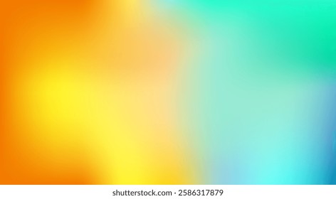 Sea beach abstract background. Summer holiday defocused template. Blue, green, yellow, orange gradient banner. Warm and cold blurred texture. Tropics empty background.