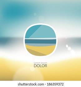 Sea, beach background with flat frame preview.