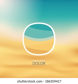 Sea, beach background with flat frame preview.