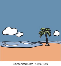 Sea beach and coconut tree