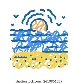 sea beach doodle icon sketch vector. sea beach sign. isolated symbol illustration