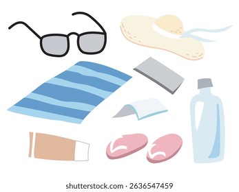 Sea beach elements set. Vector illustration