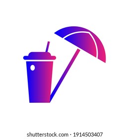 Sea beach icon. juice in sea beach with chair icon. 