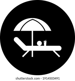 Sea beach icon. juice in sea beach with chair icon. 