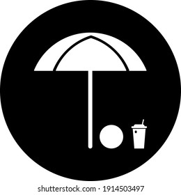 Sea beach icon. juice in sea beach with chair icon. 