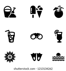Sea and beach icon set vector