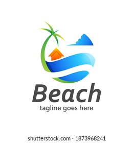 Sea Beach Logo Design Template