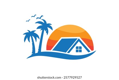 sea beach logo Pro Vector creative tropical summer beach logo design template Vector illustration