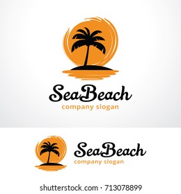 Sea Beach Logo Template Design Vector, Emblem, Design Concept, Creative Symbol, Icon