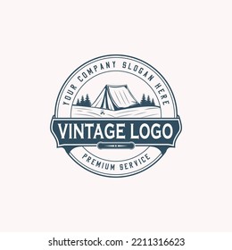 Sea beach and mountain retro vintage logo design