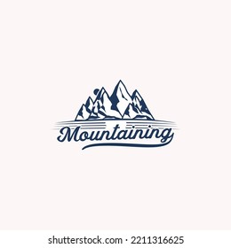 Sea beach and mountain retro vintage logo design