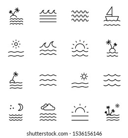 sea, beach, ocean outline icon set. creative sea line icons sign vector illustration.