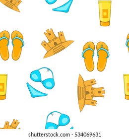 Sea beach pattern. Cartoon illustration of sea beach vector pattern for web design