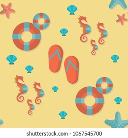 Sea Beach Pattern Seamless Vector Background