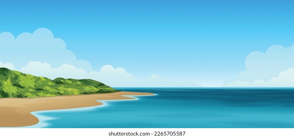 Sea beach scenery landscape. Graphic vector