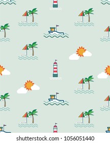 The sea and beach seamless patterns background.