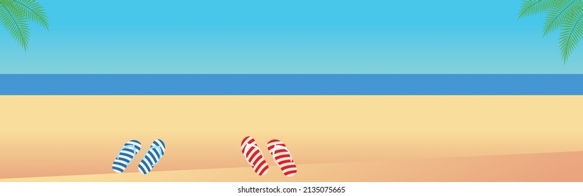 Sea beach with slippers on the beach
