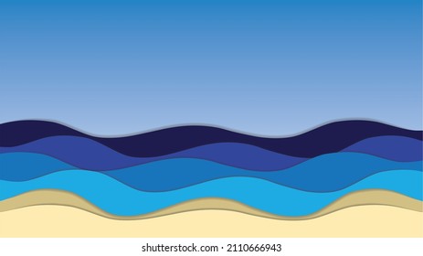 Sea beach stripes board paper cut deep. illustration