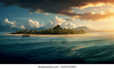 Sea beach summer vacation, nature with waves and sand, warm weather. Vector graphics background texture for interior, design, interior decoration, picture for printing, resort wallpaper
