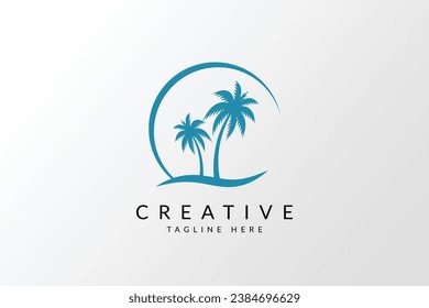 Ilustración del logotipo de viaje en la playa