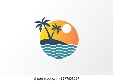 Sea beach travel logo vector icon illustration. Beach logo
