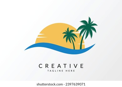 Sea beach travel logo vector icon illustration. Beach logo