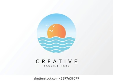 Sea beach travel logo vector icon illustration. Beach logo