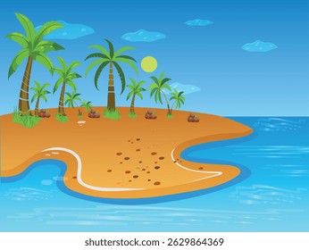 Sea beach vector background design 