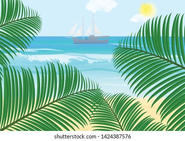 Sea and beach. vector illustration