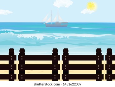 Sea and beach. vector illustration