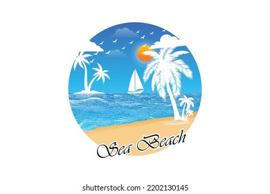 Sea Beach Vektorgrafik-T-Shirt-Design