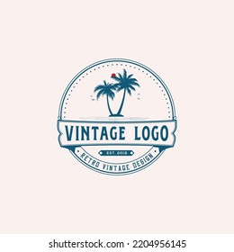 sea beach vintage retro logo design