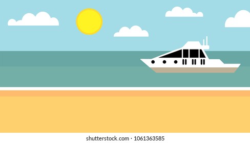 Sea beach yacht vector
