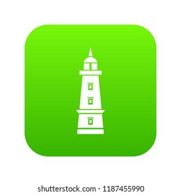 Sea beacon icon green vector isolated on white background