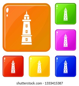Sea beacon icons set collection vector 6 color isolated on white background