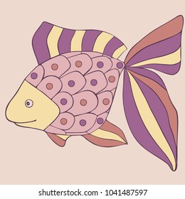 Sea beautiful fish painted in different colors.