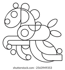 sea ​​horse black and white vector illustration for coloring book
